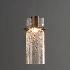 Suspension moderne en laiton et verre craquelé avec éclairage LED chaud