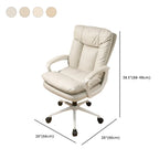Fauteuil de bureau pivotant tendance en cuir crème rembourré