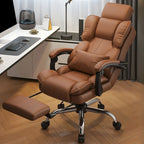 Fauteuil de bureau ergonomique inclinable en cuir marron