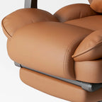Fauteuil de bureau ergonomique inclinable en cuir marron