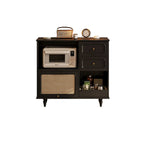 Buffet de cuisine en rotin noir avec tiroirs