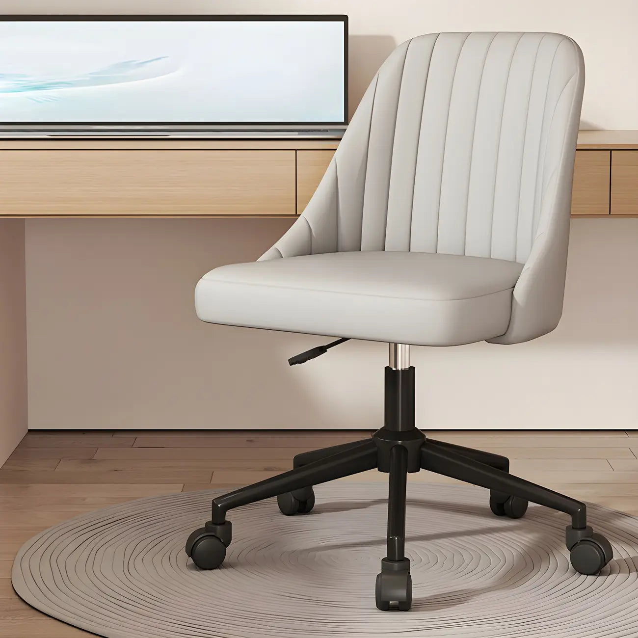 Chaise de bureau pivotante réglable beige moderne