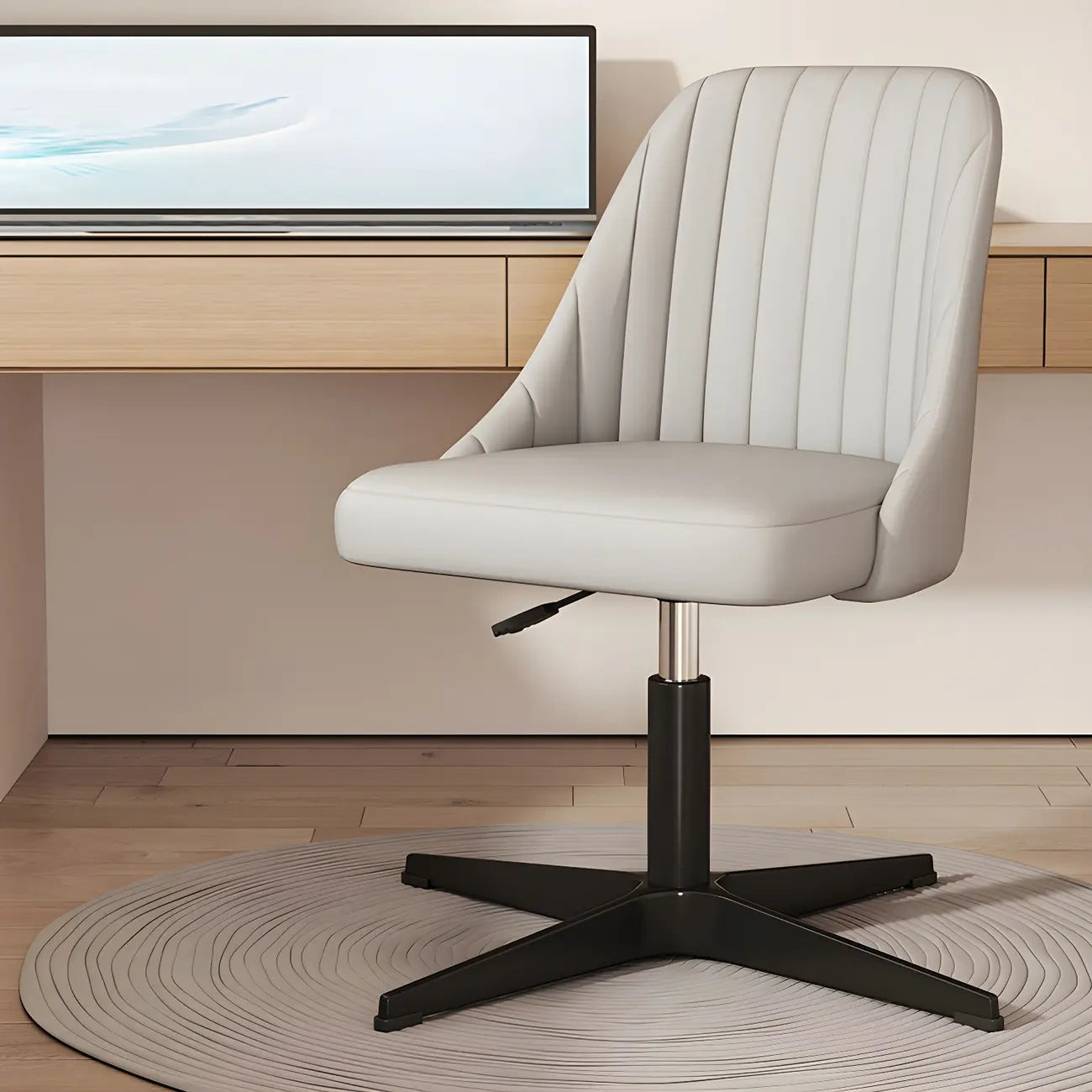 Chaise de bureau pivotante réglable beige moderne