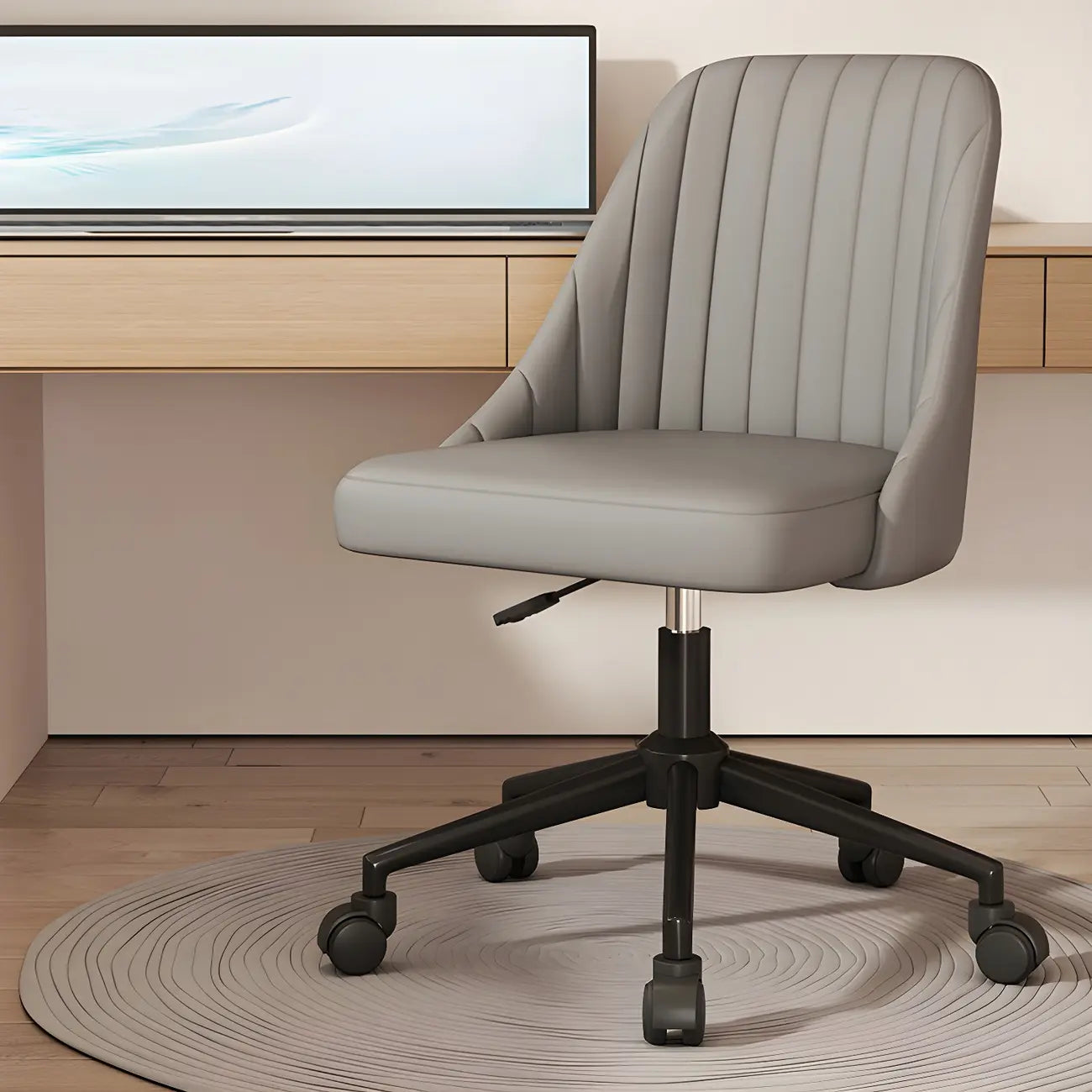 Chaise de bureau pivotante réglable beige moderne