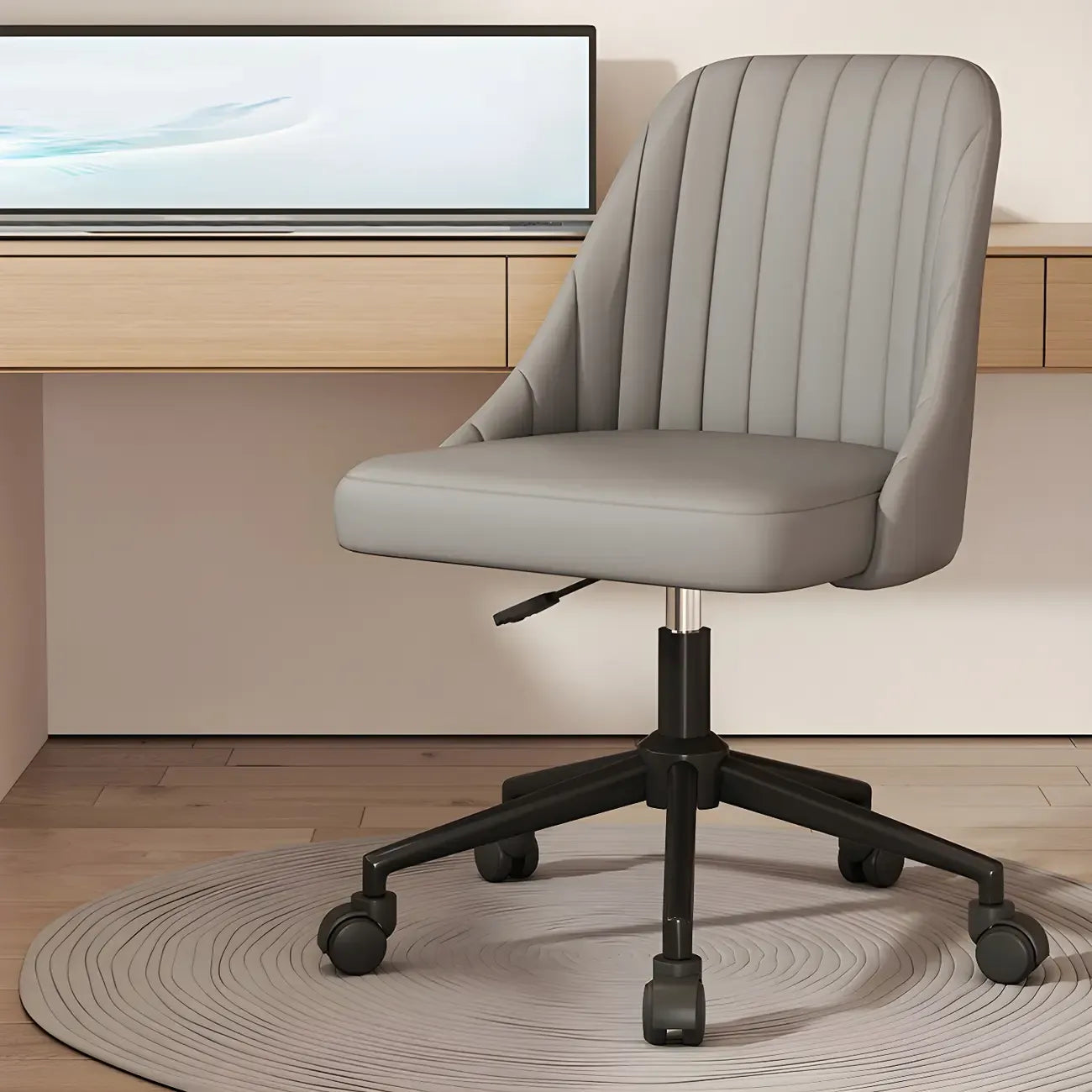 Chaise de bureau pivotante réglable beige moderne