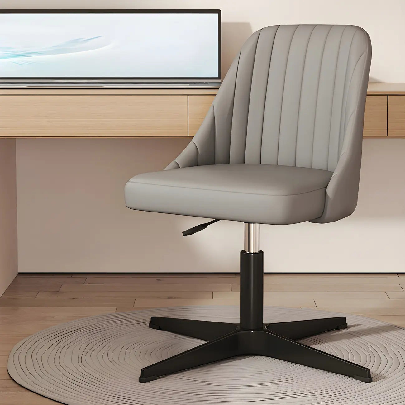 Chaise de bureau pivotante réglable beige moderne