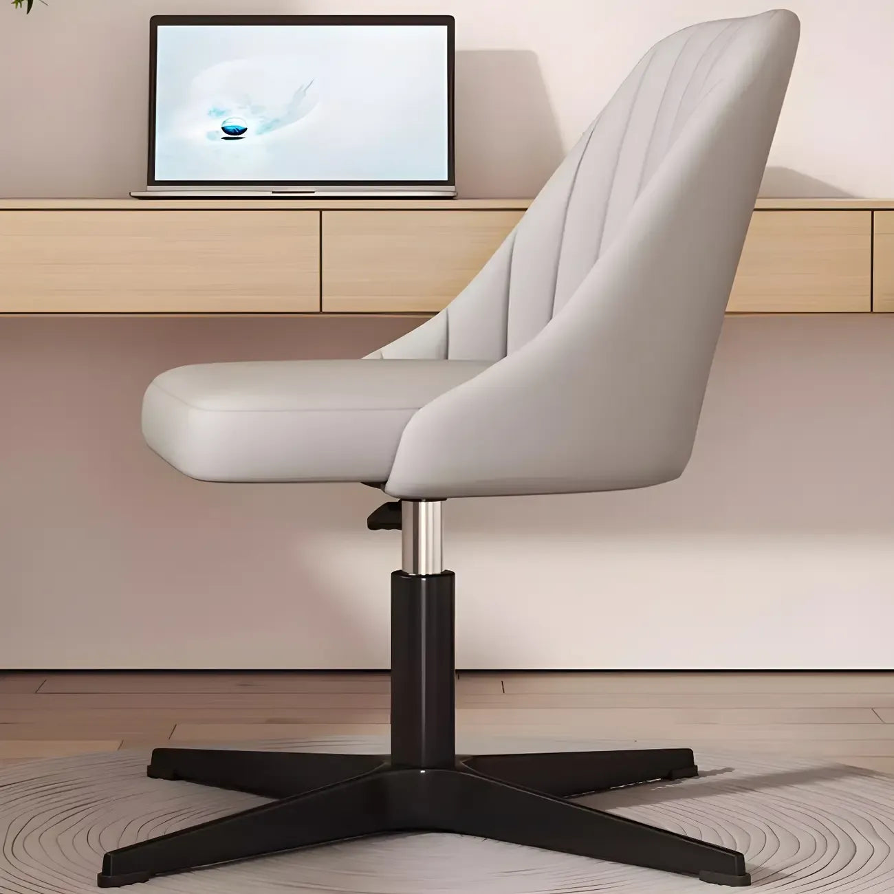 Chaise de bureau pivotante réglable beige moderne