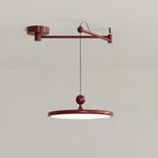 Suspension moderne en métal rouge à bras articulé avec abat-jour en acrylique