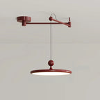 Suspension moderne en métal rouge à bras articulé avec abat-jour en acrylique