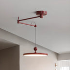 Suspension moderne en métal rouge à bras articulé avec abat-jour en acrylique