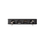 Meuble TV long à 2 niveaux en bois noir avec portes vitrées
