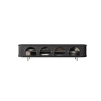 Meuble TV long à 2 niveaux en bois noir avec portes vitrées