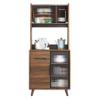 Buffet de cuisine en bois brun avec panneau perforé