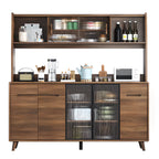 Buffet de cuisine en bois brun avec panneau perforé