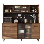 Buffet de cuisine en bois brun avec panneau perforé
