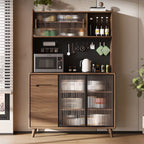 Buffet de cuisine en bois brun avec panneau perforé