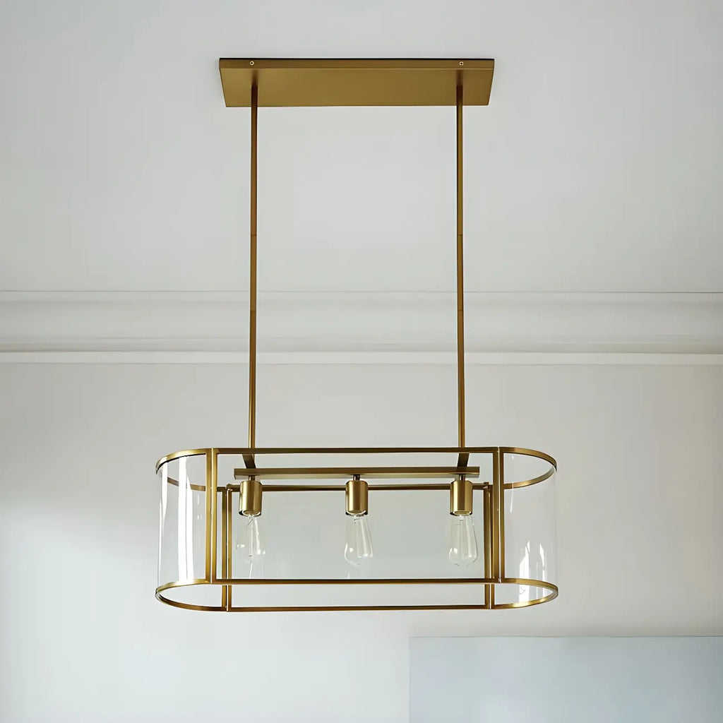 Lampadario a sospensione a isola in vetro oro moderno e alla moda a 3 luci per cucina