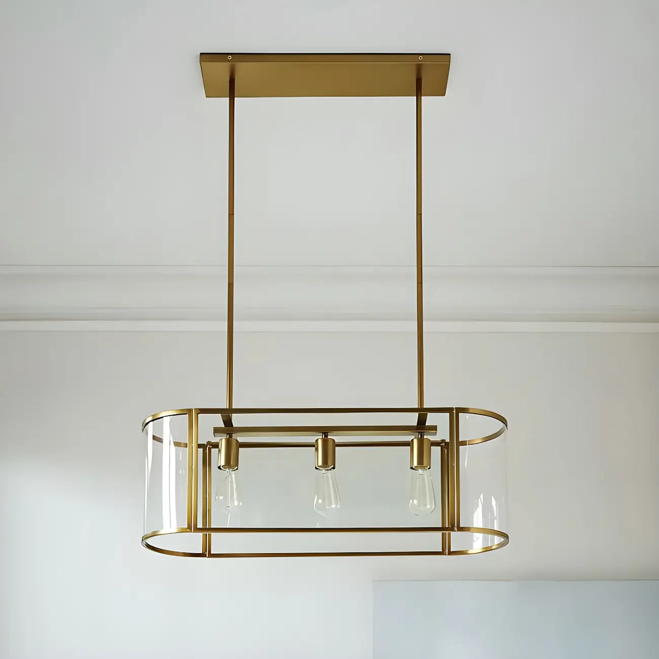 Lampadario a sospensione a isola in vetro oro moderno e alla moda a 3 luci per cucina