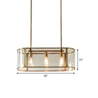 Lampadario a sospensione a isola in vetro oro moderno e alla moda a 3 luci per cucina