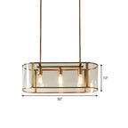 Lampadario a sospensione a isola in vetro oro moderno e alla moda a 3 luci per cucina