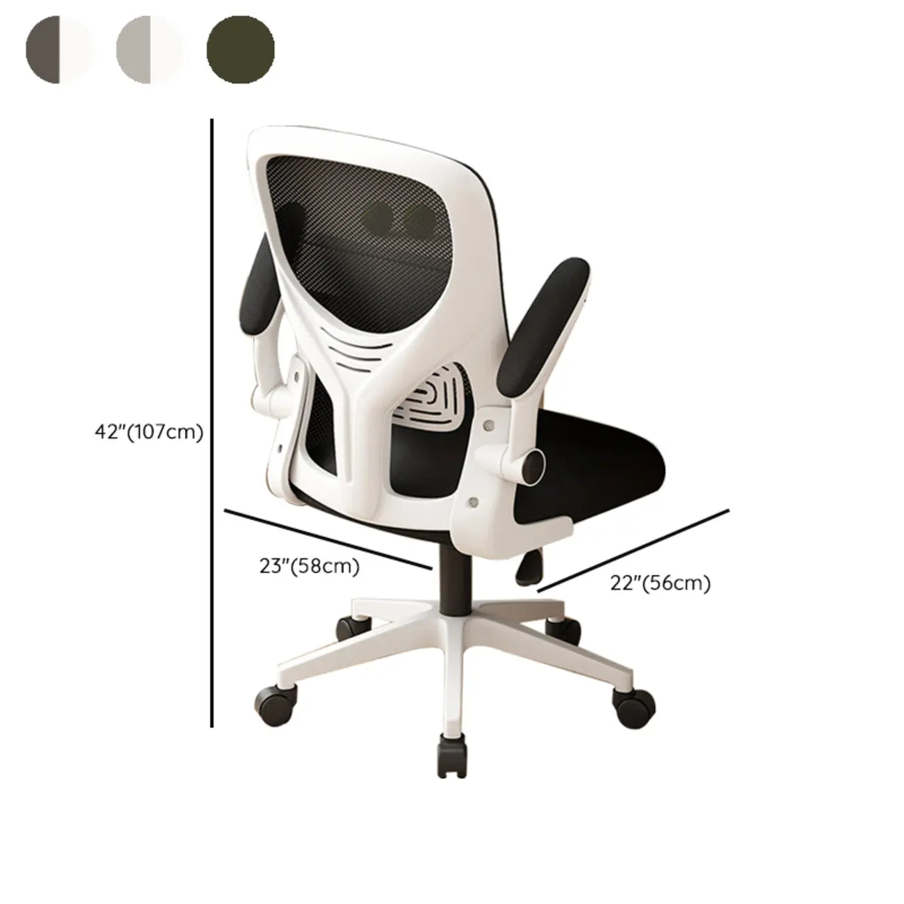 Chaise de bureau ergonomique réglable en maille noire et blanche