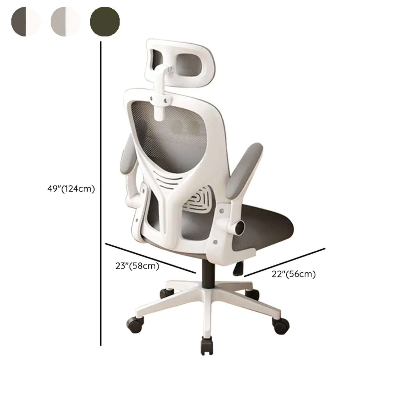 Chaise de bureau ergonomique réglable en maille noire et blanche