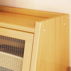 Bibliothèque compacte en bois avec portes vitrées