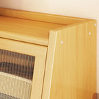 Bibliothèque compacte en bois avec portes vitrées