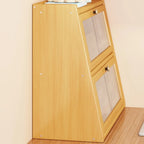 Bibliothèque compacte en bois avec portes vitrées