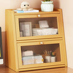 Bibliothèque compacte en bois avec portes vitrées