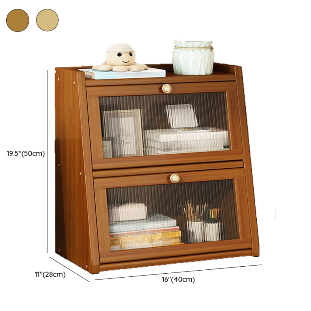 Bibliothèque compacte en bois avec portes vitrées