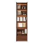 Bibliothèque en bois marron à 5 étagères et portes vitrées