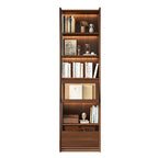 Bibliothèque en bois marron à 5 étagères et portes vitrées