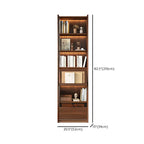 Bibliothèque en bois marron à 5 étagères et portes vitrées