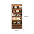 Bibliothèque en bois marron à 5 étagères et portes vitrées