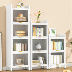Libreria moderna a 4 ripiani in metallo bianco con ante in vetro