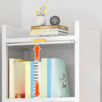 Libreria moderna a 4 ripiani in metallo bianco con ante in vetro