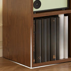 Bibliothèque cubique classique en bois de cerisier brun à dos ouvert