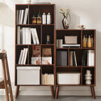 Bibliothèque verticale moderne en bois brun à 4 niveaux