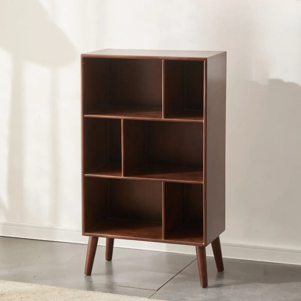 Bibliothèque verticale moderne en bois brun à 4 niveaux
