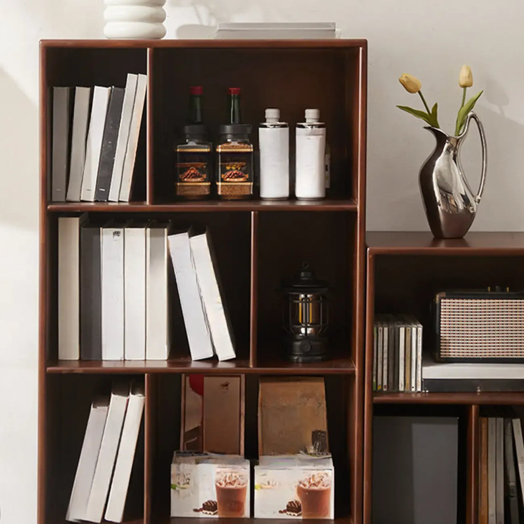 Bibliothèque verticale moderne en bois brun à 4 niveaux