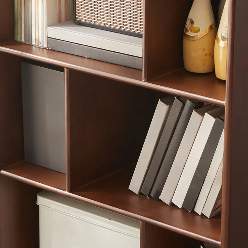 Bibliothèque verticale moderne en bois brun à 4 niveaux