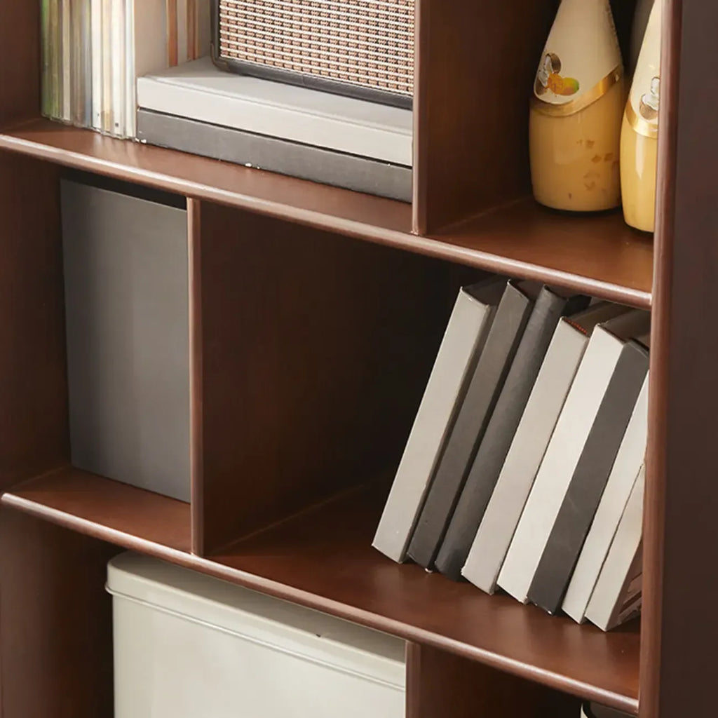 Bibliothèque verticale moderne en bois brun à 4 niveaux
