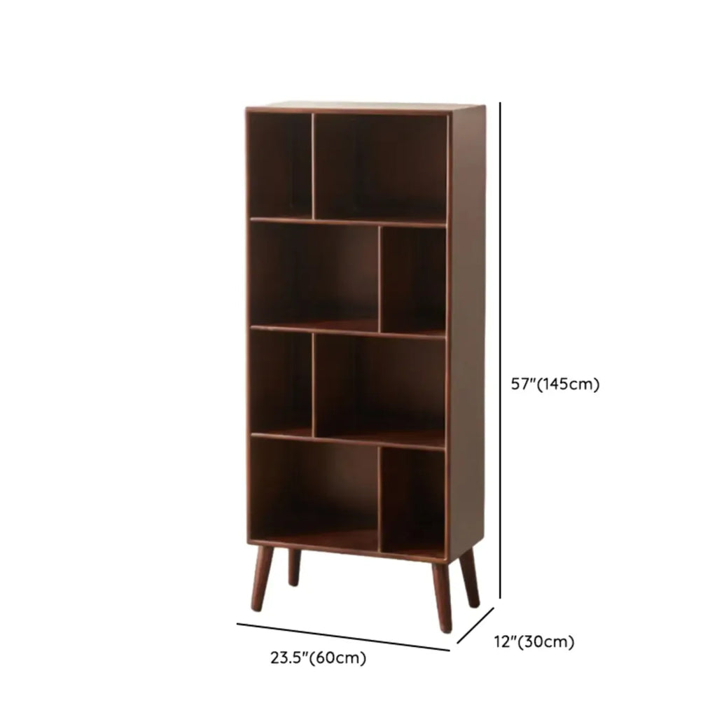 Bibliothèque verticale moderne en bois brun à 4 niveaux