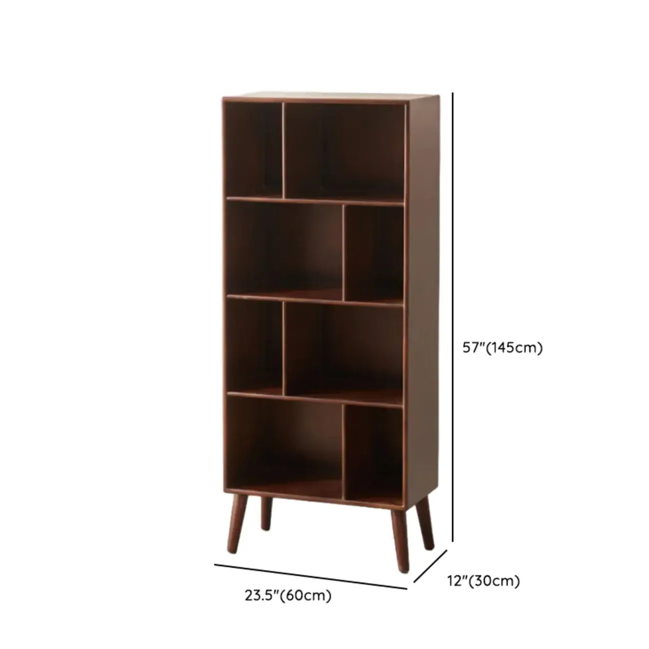 Bibliothèque verticale moderne en bois brun à 4 niveaux