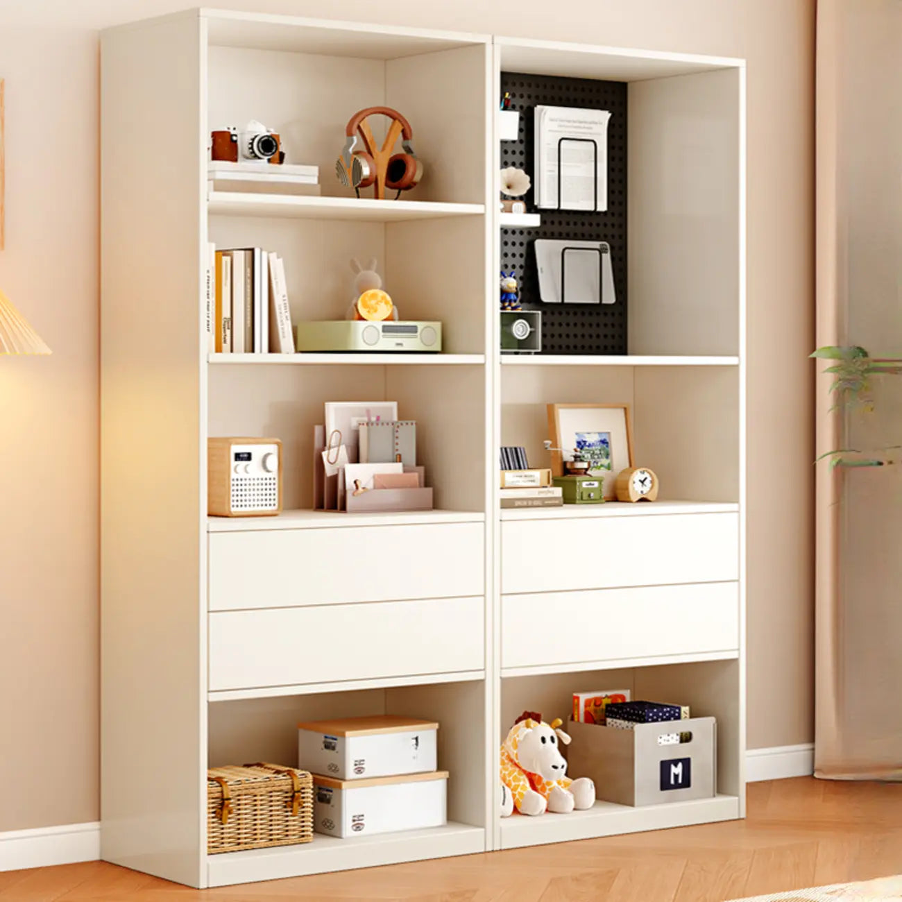 Libreria/Mobiletto a Cubi a 5 Ripiani in Legno Bianco, 47L