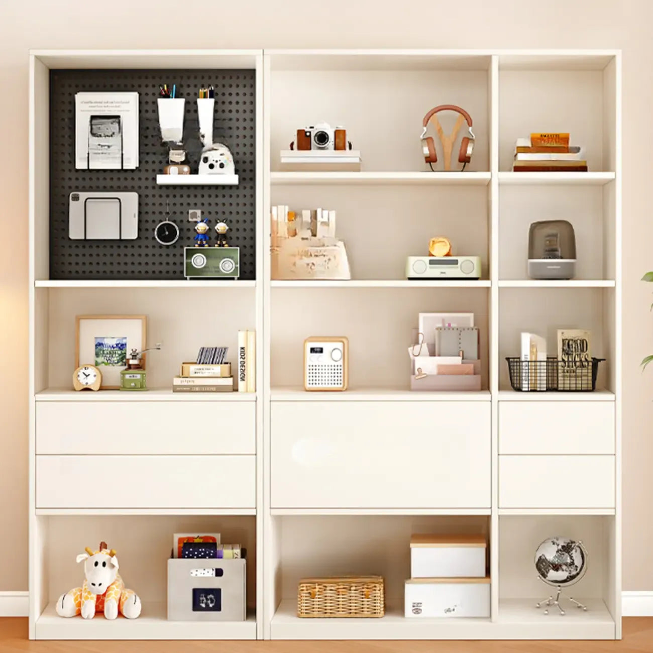 Libreria/Mobiletto a Cubi a 5 Ripiani in Legno Bianco, 47L