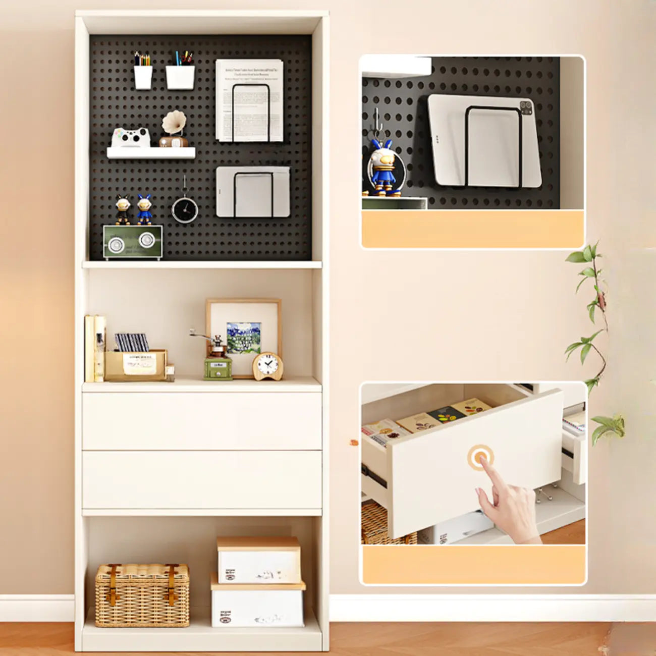 Libreria/Mobiletto a Cubi a 5 Ripiani in Legno Bianco, 47L