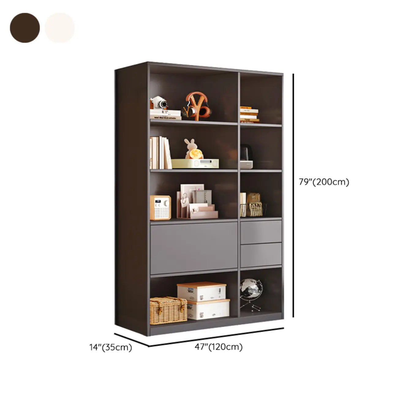 Libreria/Mobiletto a Cubi a 5 Ripiani in Legno Bianco, 47L