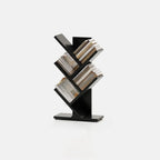 Bibliothèque verticale en bois noir en forme d'arbre